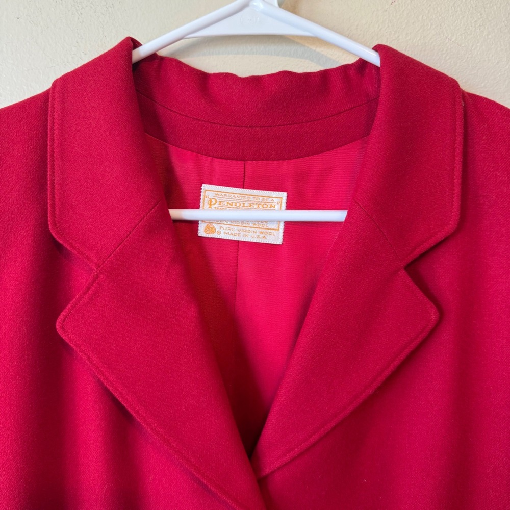 Pendleton Womens 100% Virgin Wool Blazer Size 16 Red USA Preppy Holiday Heritage - Picture 8 of 8